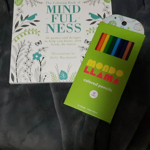 New Mindfulness Coloring Book with Floral Design New Colored Pencils - Picture 3 of 3